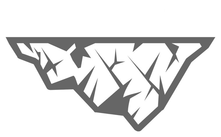 Eternal Ice logo with white text and grey mountain, no background